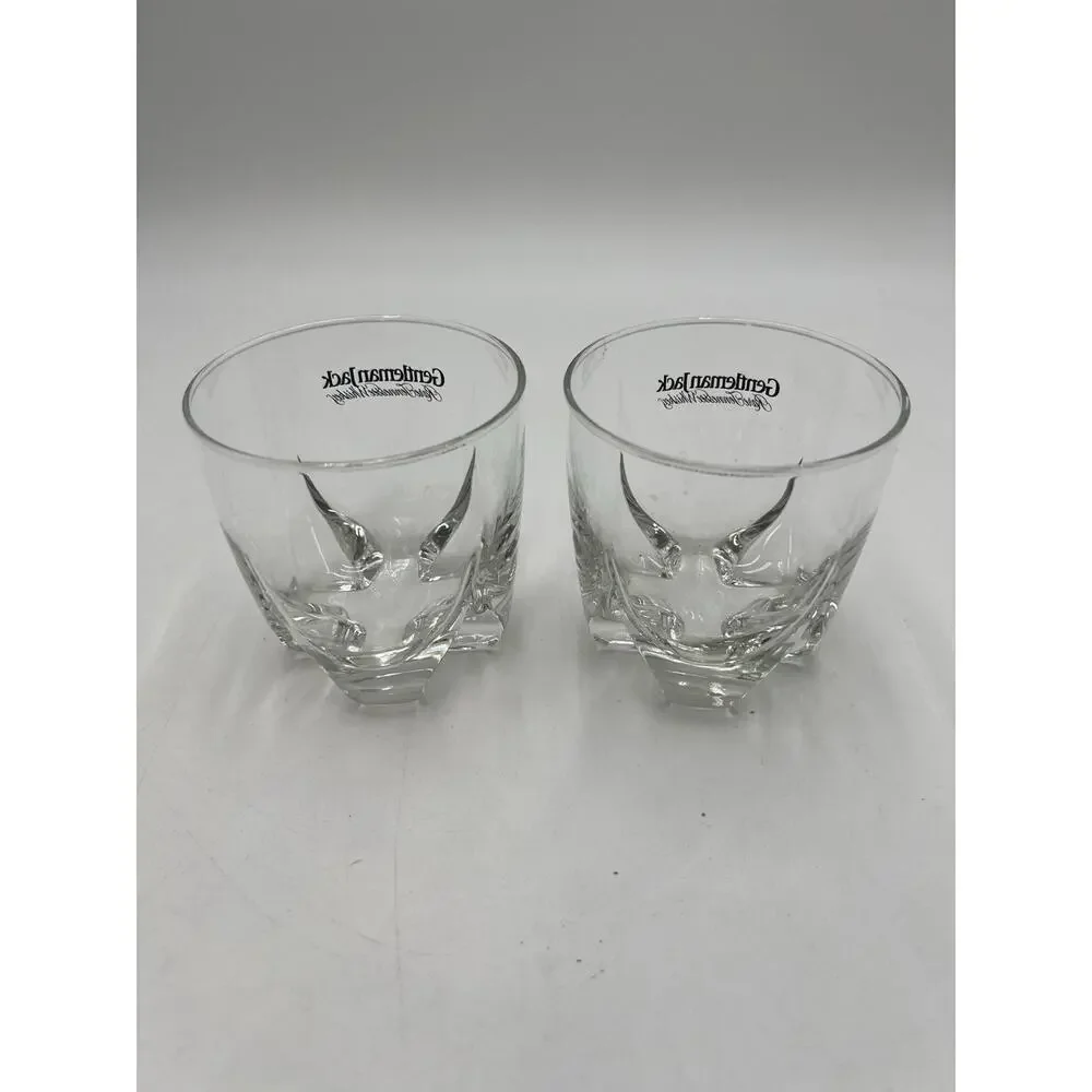 Pair Gentleman Jack Rare Tennessee Whiskey Heavy Rocks Glasses Barware